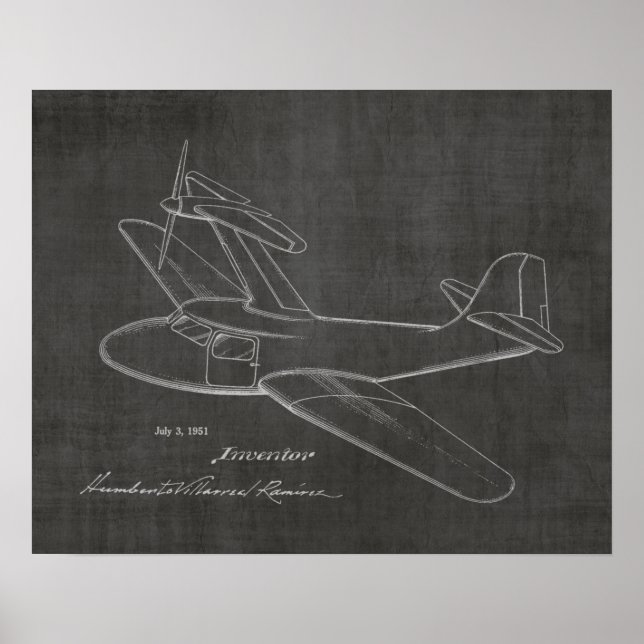 Poster 1951 Top Prop Airplane Brevet d'Art Imprimer (Devant)