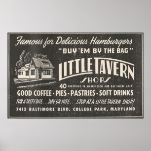 Poster 1954 Ad LITTLE TAVERN shops in Maryland