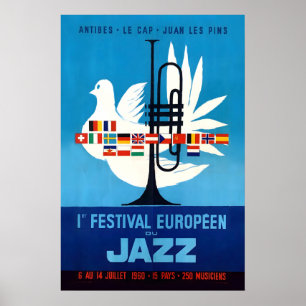 Poster 1960 Jazz-à-Juan Festival Européen de Jazz jazz