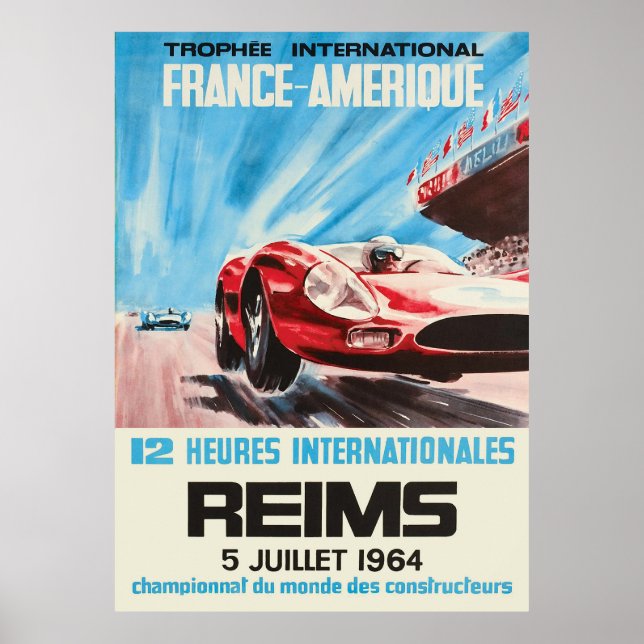 Poster 1964 Reims 12 heures International France America (Devant)