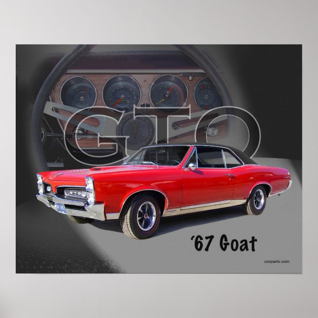 Poster 1967 GTO ”Goat” Muscle Car Art (Devant)