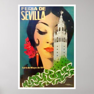 Poster 1973 Séville Espagne Feria de Sevilla vintage
