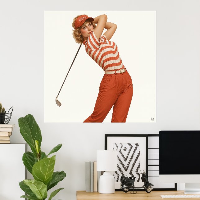 Poster 1980's Golf Fashion - Art Print (Bureau à domicile)
