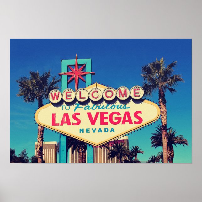 Poster 1980s Retro Photo Effet Fabuleux Las Vegas Nevada (Devant)