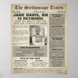 Poster 1983 Stethoscope Times for Nurse Retirement Party