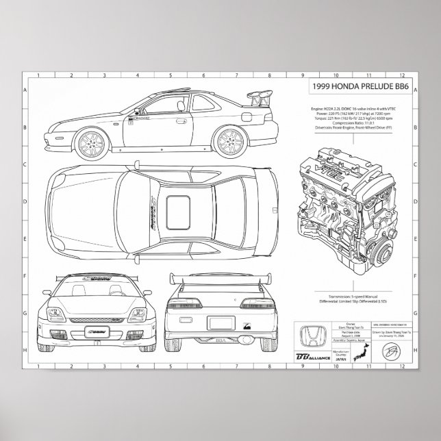 Poster 1999 Prelude Blueprint  (Devant)