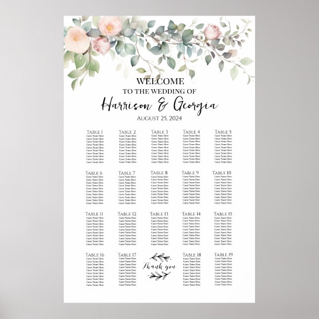 Poster 19 tables verdure & table mariage rose (Devant)