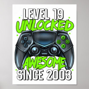 Poster 19e Anniversaire Jeu Niveau 19 Déverrouillé Awesom