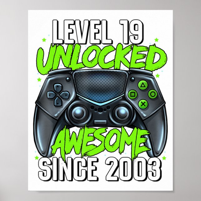 Poster 19e Anniversaire Jeu Niveau 19 Déverrouillé Awesom (Devant)