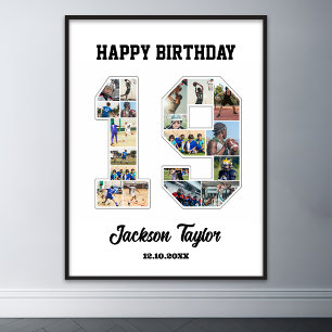 Poster 19e anniversaire Numéro 19 Collage photo
