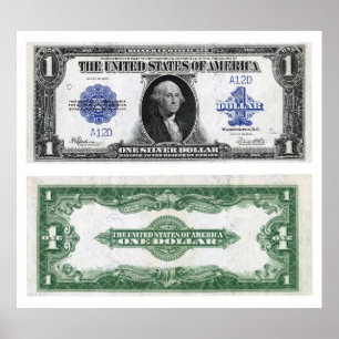 Poster 1 $ Billet Silver Certificat 1923