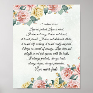 Poster 1 Corinthians 13:4-8 Love is Patient, Love is Kind