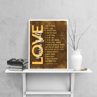 Poster 1 Corinthiens 13:4-8 Verse de la Bible, Brown Vint