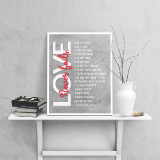 Poster 1 Corinthiens 13:4-8 Verse de la Bible, Gris rayé