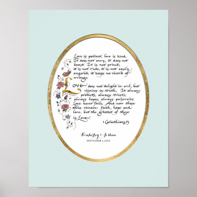 Poster 1 Corinthiens 13, Chapitre d'amour Écriture chréti (Devant)