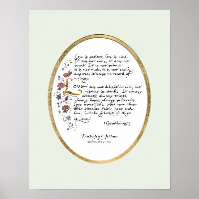 Poster 1 Corinthiens 13, Chapitre d'amour Écriture chréti (Devant)