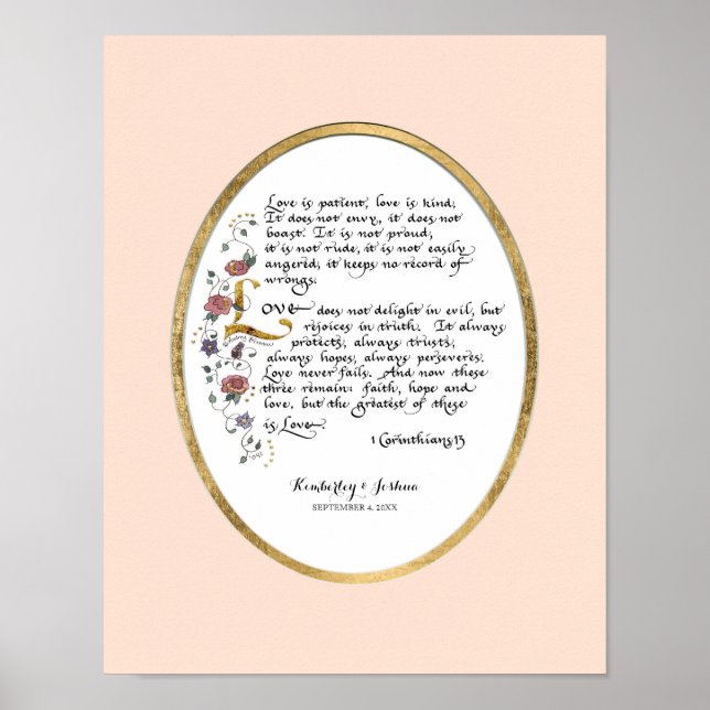 Poster 1 Corinthiens 13, Chapitre d'amour Écriture chréti (Devant)