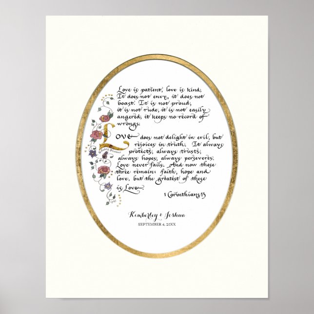 Poster 1 Corinthiens 13, Chapitre d'amour Écriture chréti (Devant)