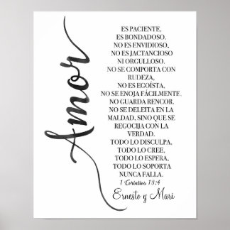 Poster 1 Corintios 13:4 - "El amor es paciente" print