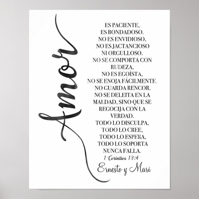 Poster 1 Corintios 13:4 - "El amor es paciente" print (Devant)