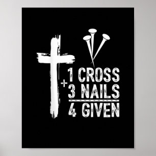 Poster 1 Croix 3 ongles pardonnés Jésus chrétien Pâques G