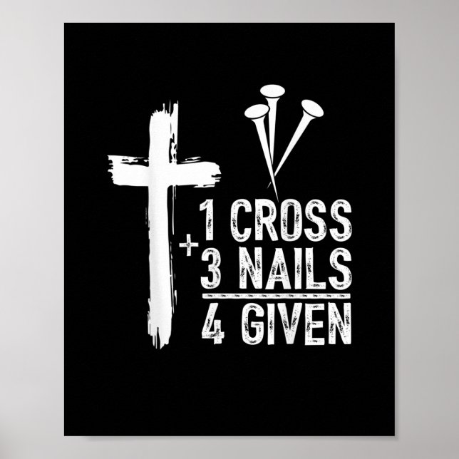 Poster 1 Croix 3 ongles pardonnés Jésus chrétien Pâques G (Devant)