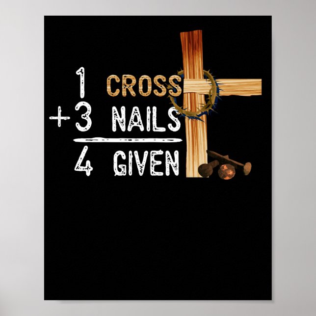 Poster 1 Croix Plus 3 clous Égale 4 croix de foi (Devant)