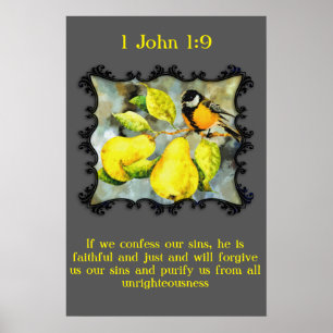 Poster 1 Jean 1:9 Colibris canari noir et jaune