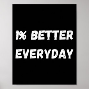 Poster 1% Meilleur Chaque Jour - Motivation De Croissance