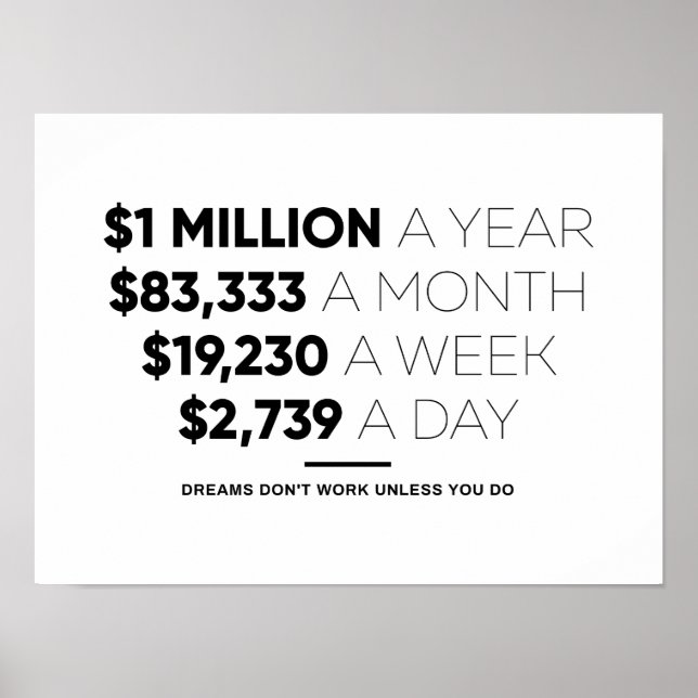 Poster 1 million par an | Devis motivationnel (Devant)
