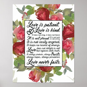 Poster 1Corinthians 13:4-8 Love est Patient Love est enfa