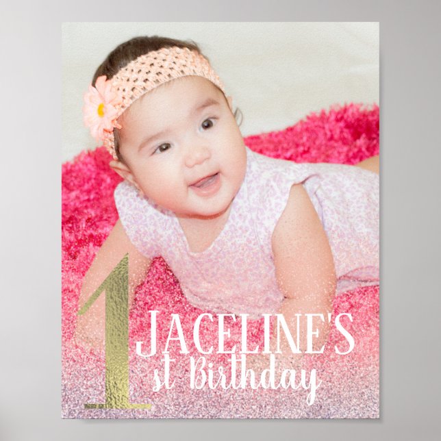 Poster 1er anniversaire Bienvenue Faux Parties scintillan (Devant)