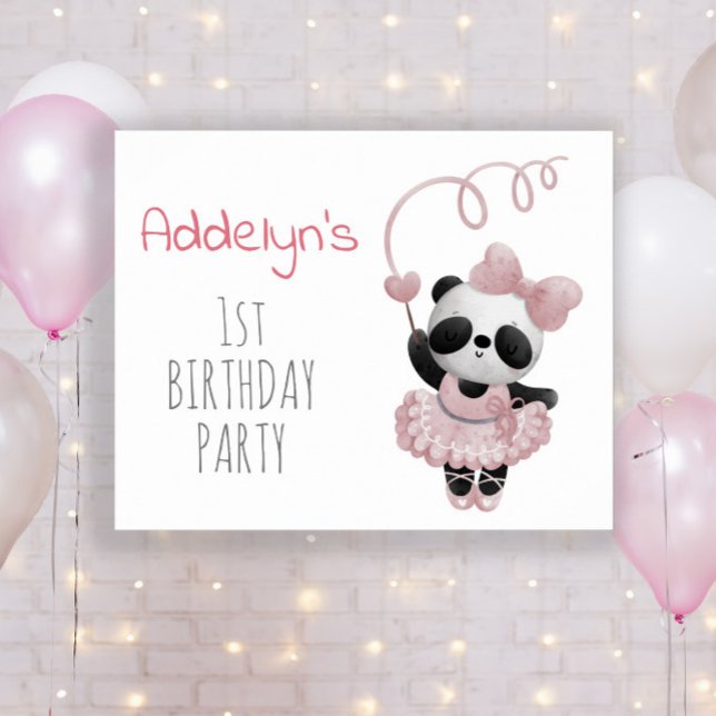 Poster 1er anniversaire de la fille mignonne Panda Bear (Créateur téléchargé)