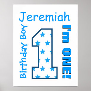 Poster 1er Anniversaire Garçon Étoiles Un an Nom personna