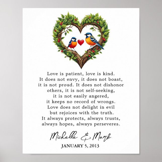 Poster 1er anniversaire mariage amour est corinthie (Devant)