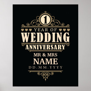 Poster 1er anniversaire Mariage    Élégant