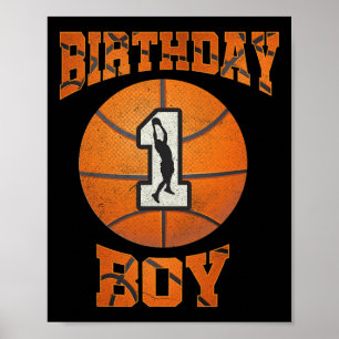 Poster 1er Anniversaire tenue de garçon Basketball 1ère a