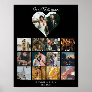 Poster 1ère année photo anniversaire calendrier cadeau 12