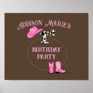Poster 1ère fête d'anniversaire Rodéo Cowgirl