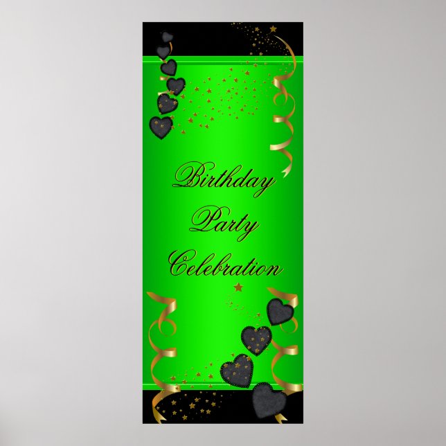Poster 1grande bannière fête d'anniversaire Lime Green (Devant)