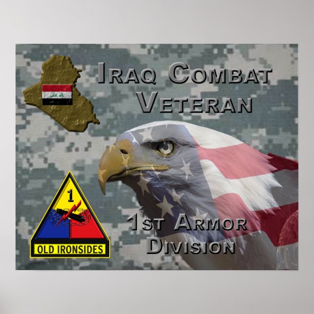 Poster 1re Division blindée Irak Vétéran de combat (Devant)