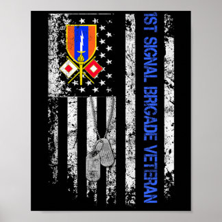Poster 1st Signal Brigade Veteran Vintage Flag Veterans D
