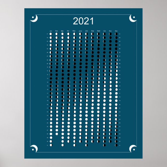 Poster 2021 - Calendrier Lunaire Bleu (Devant)