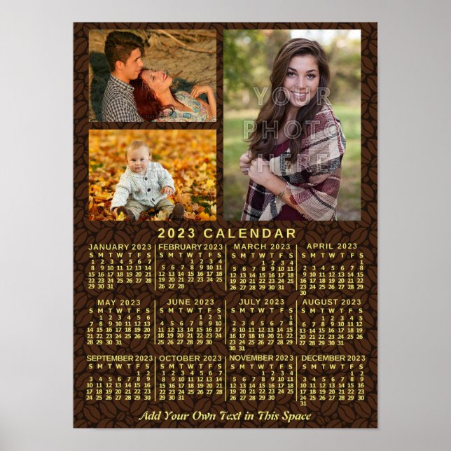 Poster 2023 Année Calendrier mensuel Coffee Beans 3 Photo (Devant)