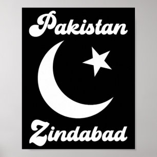 Poster 2023 Pakistan Zindabyd Dil Pakistani Coeur Drapeau