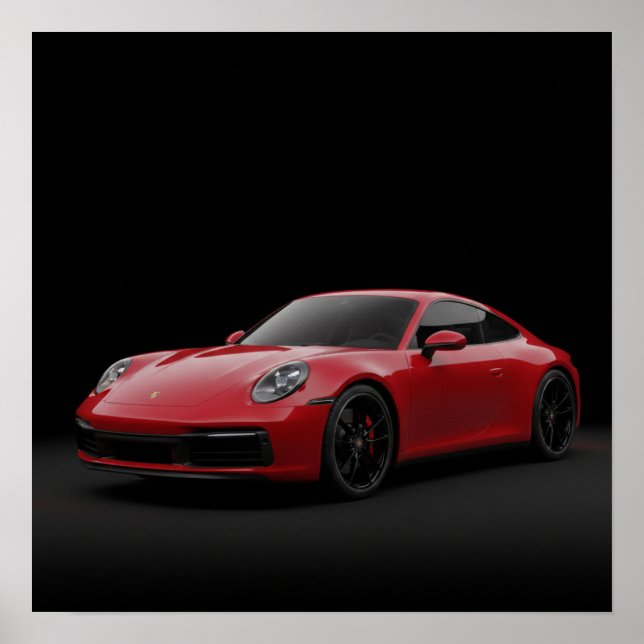 Poster 2023 Red Porsche 911 (Devant)