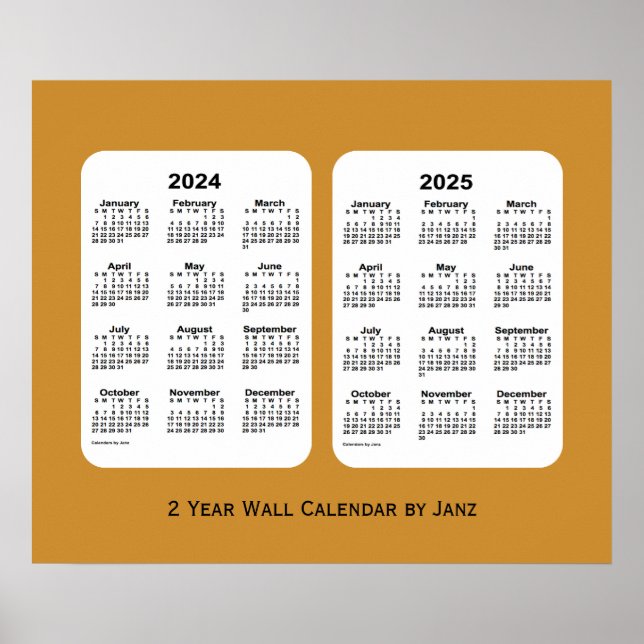 Poster 2024-2025 Gold 2 Year Wall Calendar par Janz (Devant)