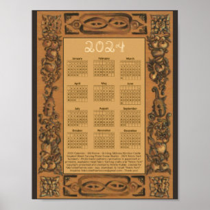 Poster 2024 Calendrier Windsor Castle Grinling Gibbons Wo