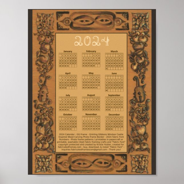 Poster 2024 Calendrier Windsor Castle Grinling Gibbons Wo (Devant)