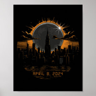 Poster 2024 Éclipse solaire totale 8 avril New York